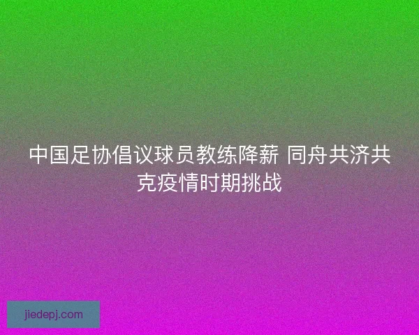 中国足协倡议球员教练降薪 同舟共济共克疫情时期挑战